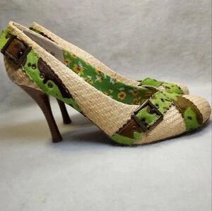 Naughty Monkey Green & Brown Size 10 Out Of Line 3 pump